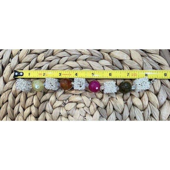 Artisan Vintage Stone & Swarovski Crystal Abstract Box Beaded Bracelet OOFAK - Picture 7 of 8